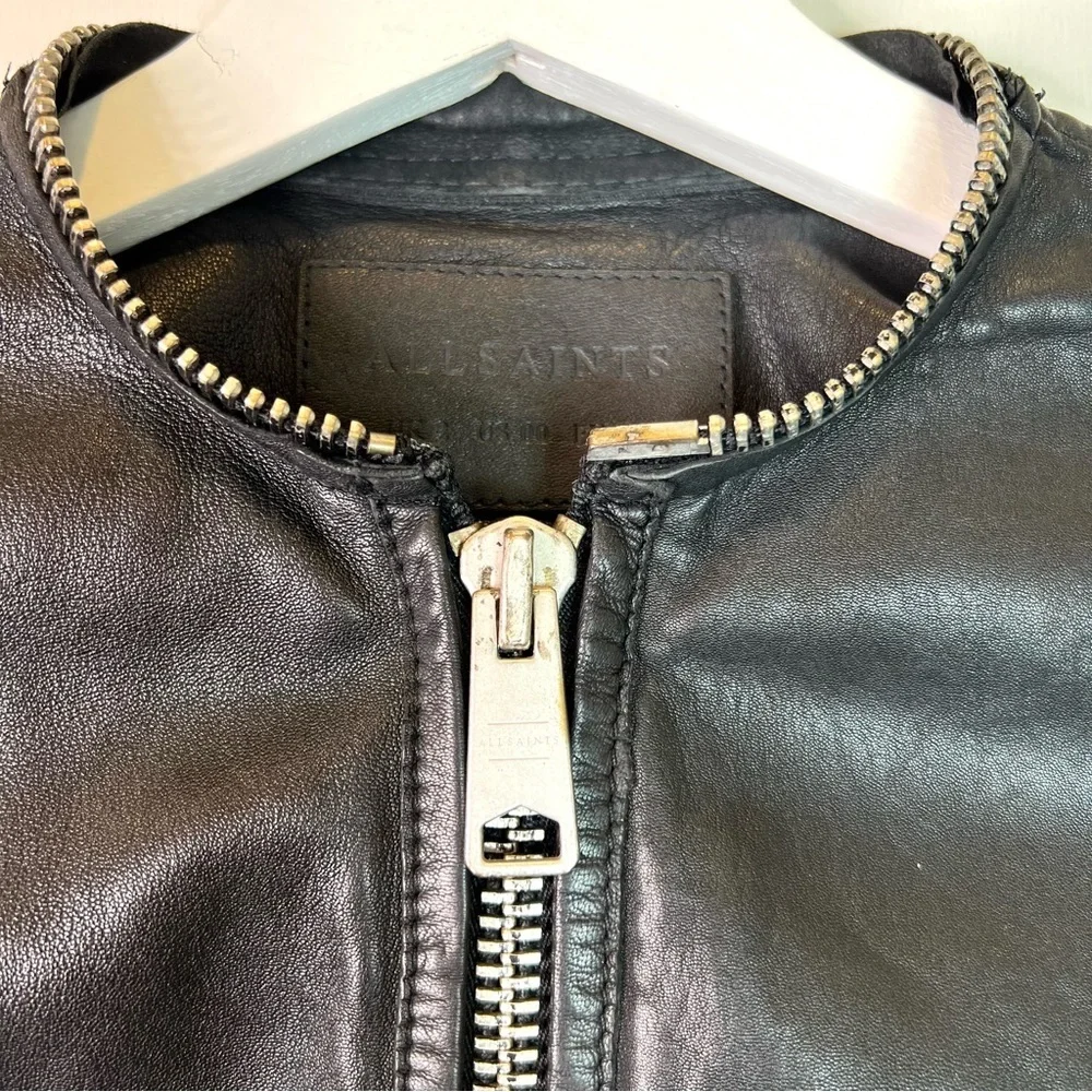 All Saints Calle Blazer Leather Jacket Black Size 00